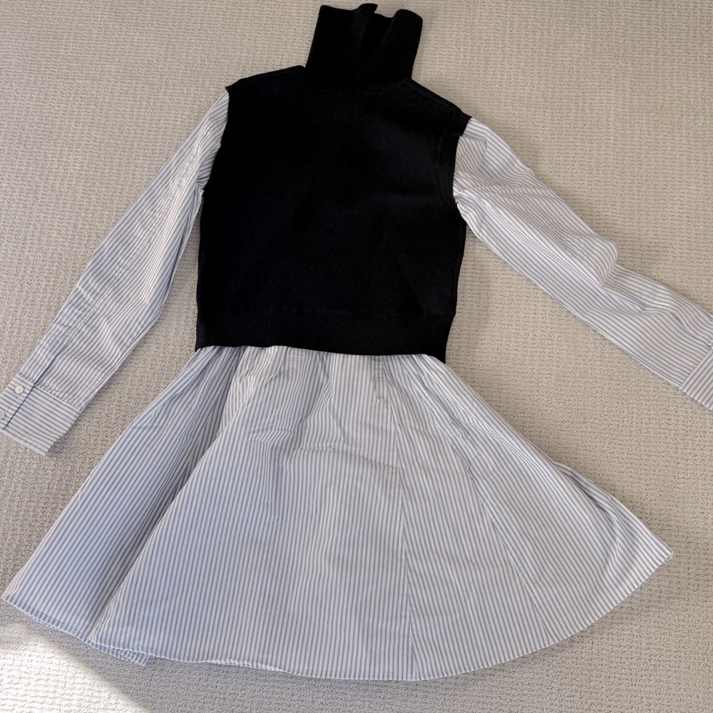 Derek Lam Crosby mixed media, navy and white sweater dress. Brand new with tags!